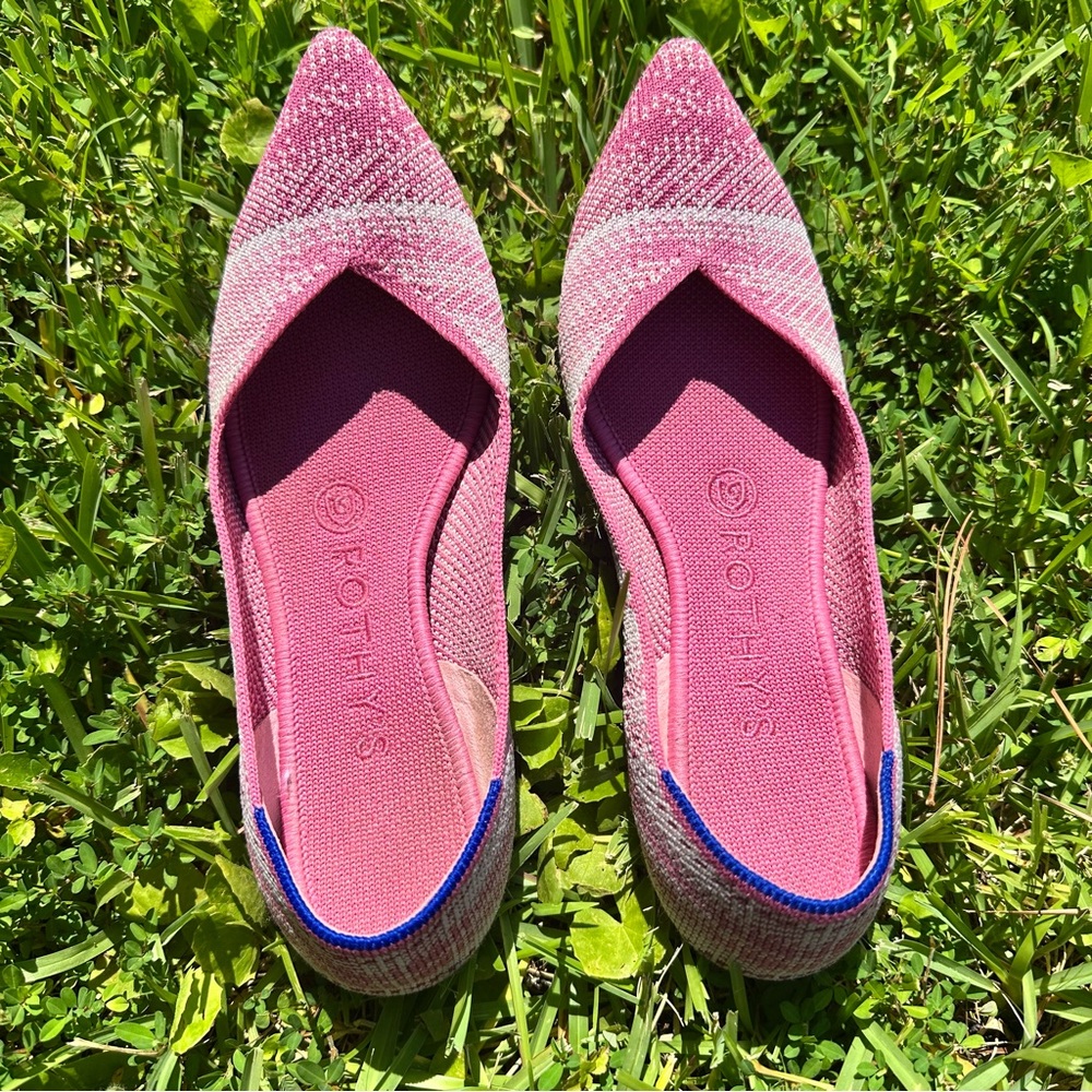 Rothy's Pink Plaid Flats  - Limited Edition Breast Cancer Awareness Sz 7.5